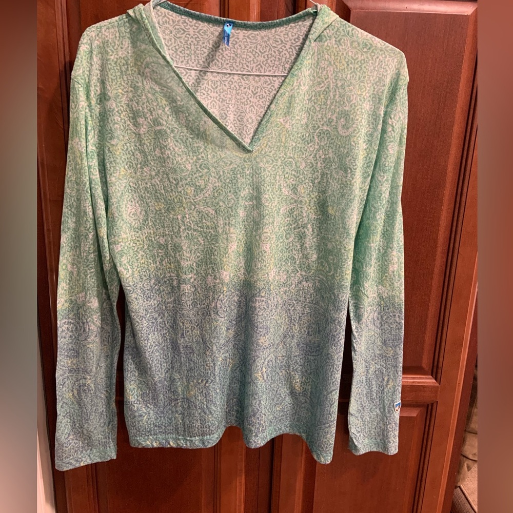 Kuhl Long sleeved lightweight hooded ombré top, Size L